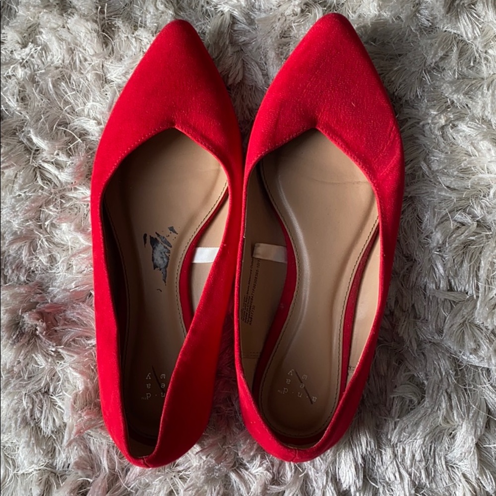 A New Day - red women’s pointed toe flats
